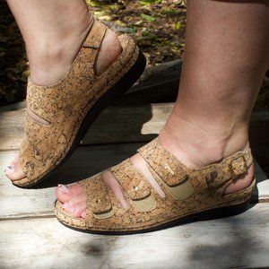 NWOT HELLE COMFORT THANDIE CORK SANDALS BY ROMA